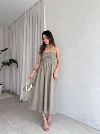 LAWRENCE Midi Elbise 8859 - Haki - 2