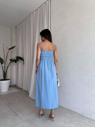 LAWRENCE Midi Elbise 8859 - Mavi - 3