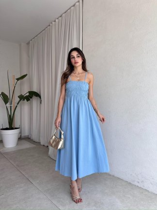 LAWRENCE Midi Elbise 8859 - Mavi 