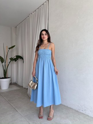 LAWRENCE Midi Elbise 8859 - Mavi - 2