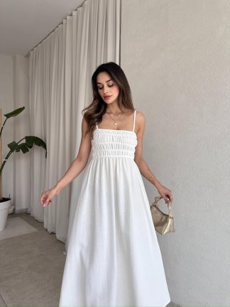 LAWRENCE Midi Elbise 8859 - Beyaz 