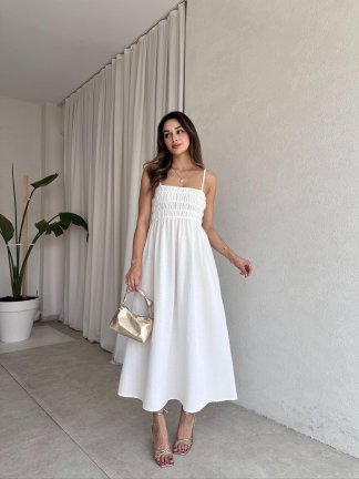 LAWRENCE Midi Elbise 8859 - Beyaz - 2