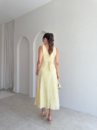 LEATRİCE Midi Elbise 3001 - Sarı - 3