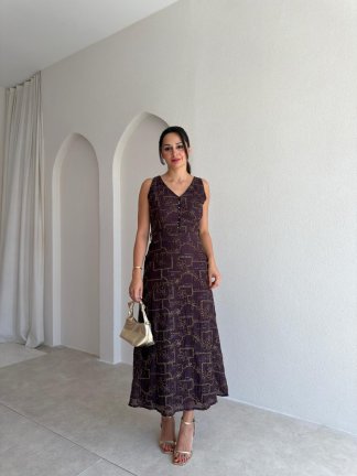 LEATRİCE Midi Elbise 3001 - Acı Kahve 