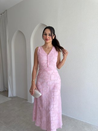 LEATRİCE Midi Elbise 3001 - Pembe - 2