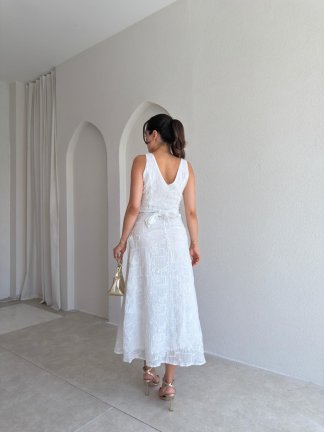 LEATRİCE Midi Elbise 3001 - Beyaz - 3