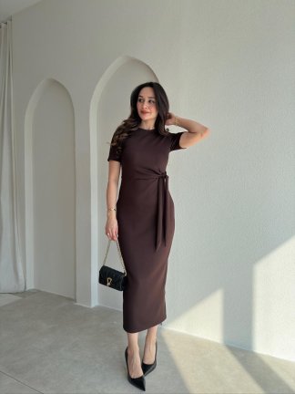 LEBRON Midi Elbise 9051 - Acı Kahve - 2