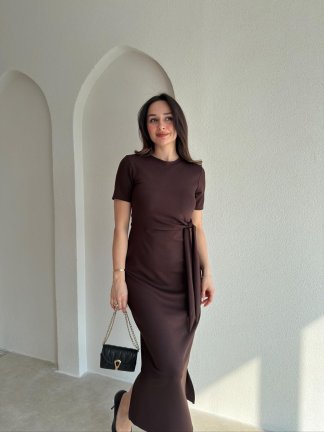 LEBRON Midi Elbise 9051 - Acı Kahve 