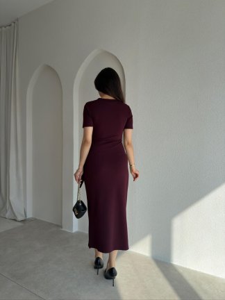 LEBRON Midi Elbise 9051 - Bordo - 3