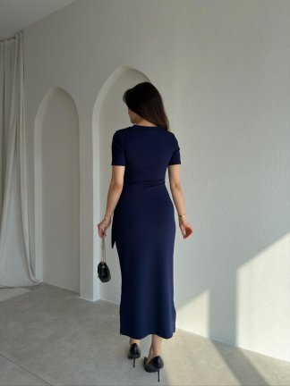 LEBRON Midi Elbise 9051 - Lacivert - 3