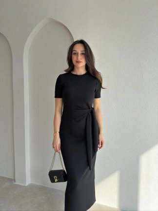 LEBRON Midi Elbise 9051 - Siyah 