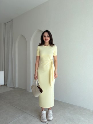 LEBRON Midi Elbise 9051 - Sarı - 2