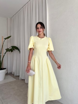LEDORE Midi Elbise 7857 - Sarı - 1