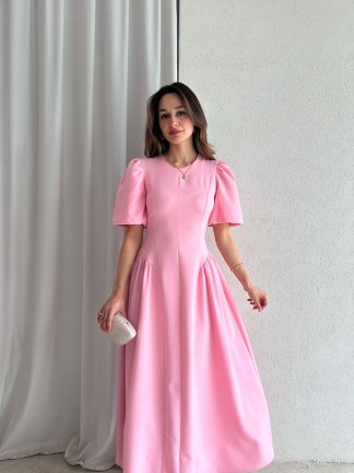 LEDORE Midi Elbise 7857 - Pembe 