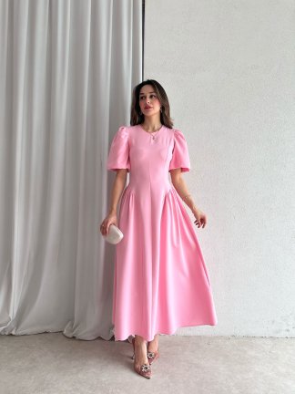 LEDORE Midi Elbise 7857 - Pembe - 2