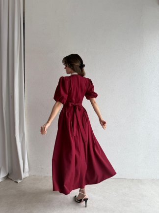 LEDORE Midi Elbise 7857 - Bordo - 5