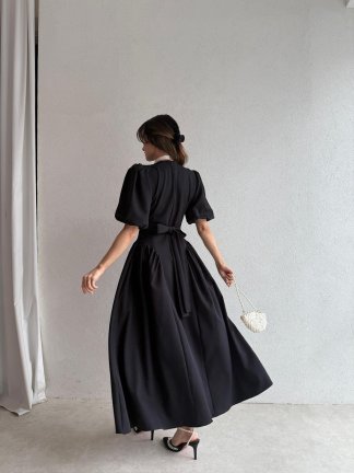 LEDORE Midi Elbise 7857 - Siyah - 6