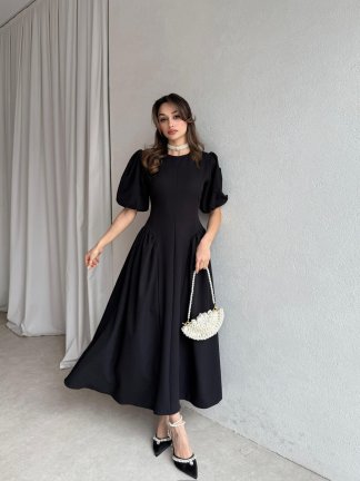 LEDORE Midi Elbise 7857 - Siyah - 2