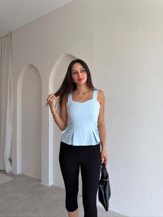 LEMİNA Bel Detaylı Bluz 8027 - Bebe Mavisi - 1