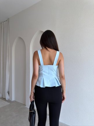 LEMİNA Bel Detaylı Bluz 8027 - Bebe Mavisi - 2