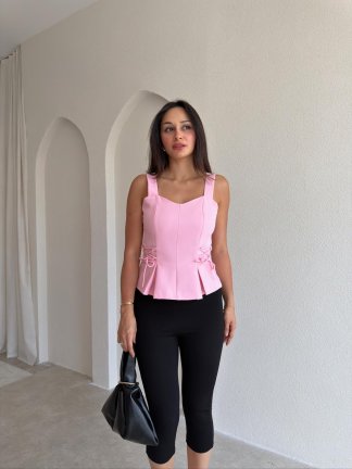 LEMİNA Bel Detaylı Bluz 8027 - Pembe 