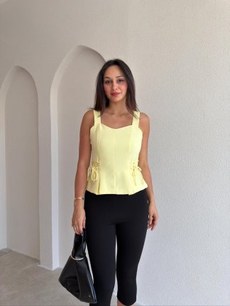 LEMİNA Bel Detaylı Bluz 8027 - Sarı 