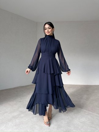 LENA Maxi Elbise 2451 - Lacivert - 3