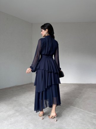 LENA Maxi Elbise 2451 - Lacivert - 4