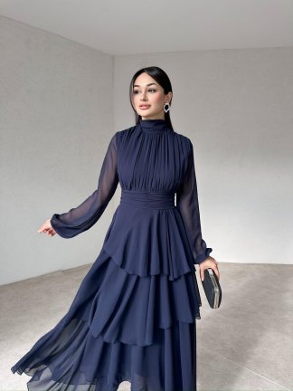 LENA Maxi Elbise 2451 - Lacivert 