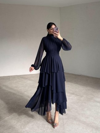 LENA Maxi Elbise 2451 - Lacivert - 2