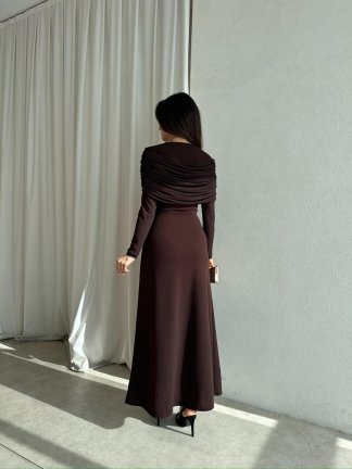 LENORA Maxi Elbise 4795 - Acı Kahve - 4