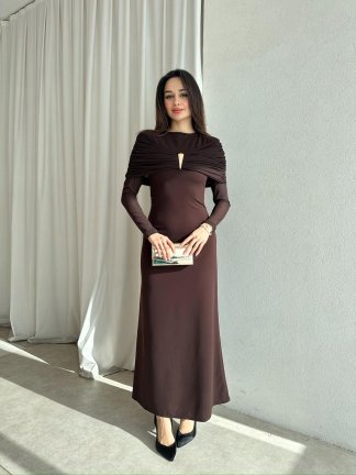 LENORA Maxi Elbise 4795 - Acı Kahve - 1