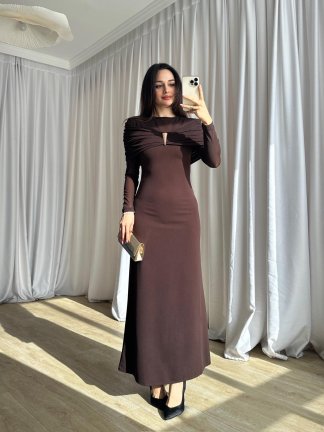 LENORA Maxi Elbise 4795 - Acı Kahve - 3