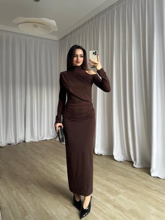 LESS Elbise 8739 - Acı Kahve - 3