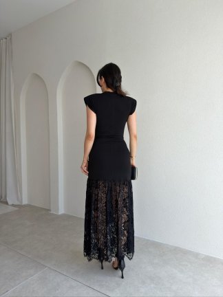 LEYA Midi Elbise 9058 - Siyah - 3