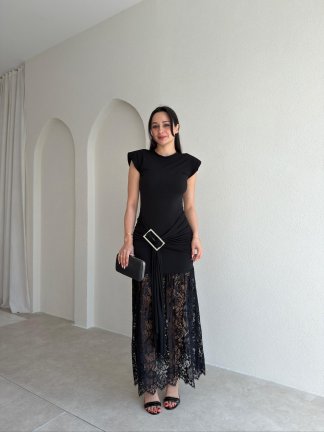 LEYA Midi Elbise 9058 - Siyah - 1