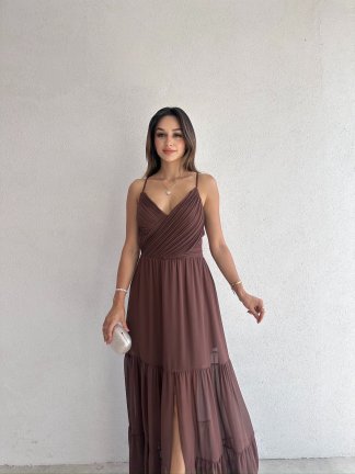 LİBERTE Maxi Elbise 8969 - Acı Kahve - 1