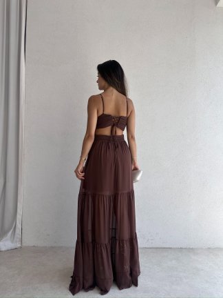 LİBERTE Maxi Elbise 8969 - Acı Kahve - 3