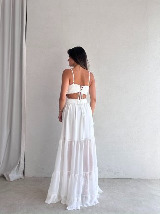 LİBERTE Maxi Elbise 8969 - Beyaz - 3