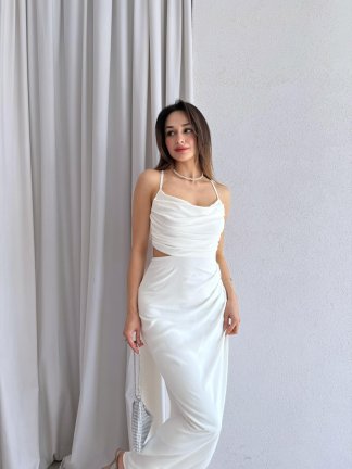 LİGHT Maxi Elbise 5473 - Beyaz 