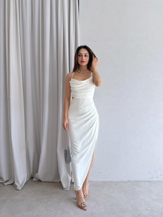 LİGHT Maxi Elbise 5473 - Beyaz - 3