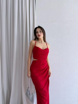 LİGHT Maxi Elbise 5473 - Kırmızı - 1