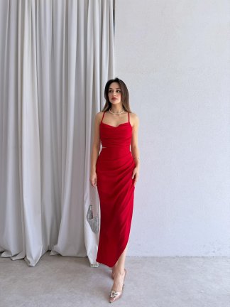 LİGHT Maxi Elbise 5473 - Kırmızı - 2