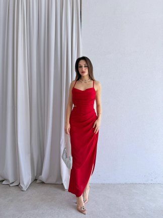 LİGHT Maxi Elbise 5473 - Kırmızı - 4