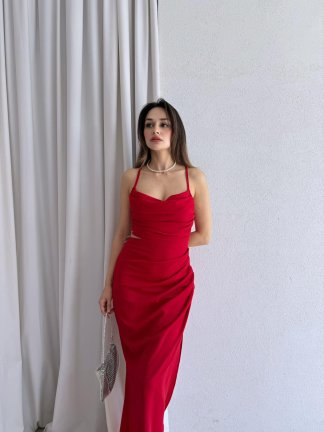 LİGHT Maxi Elbise 5473 - Kırmızı - 3