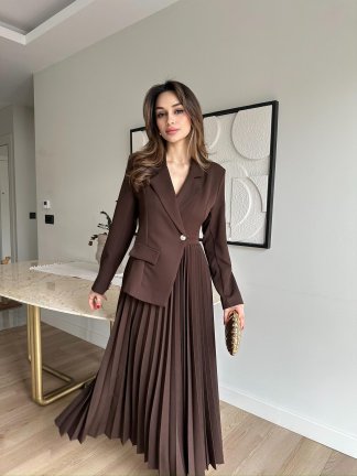 LİLABELLA Maxi Elbise 7441 - Acı Kahve - 1