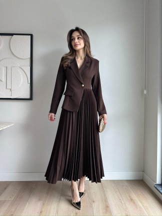 LİLABELLA Maxi Elbise 7441 - Acı Kahve - 3