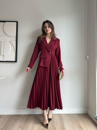 LİLABELLA Maxi Elbise 7441 - Bordo - 2