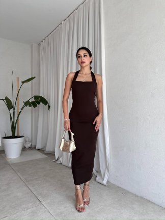 LİLİTH Elbise 8241 - Acı Kahve 