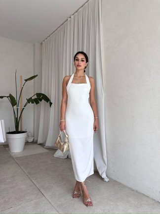 LİLİTH Elbise 8241 - Beyaz 